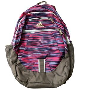 Adidas Backpack Pink Blue Black Stripe Graphic  School Travel College